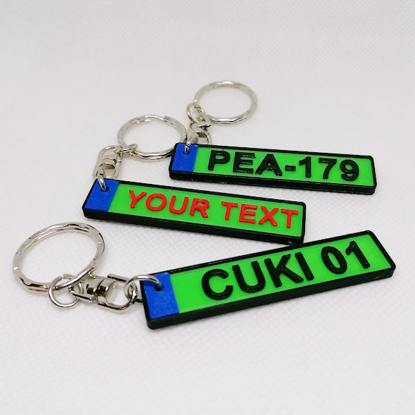 Custom Green License Plate Keychain 3D Printed Product